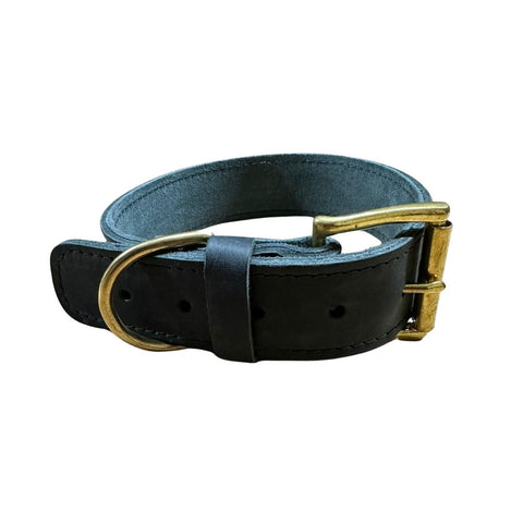 Black Leather Collar Brass