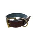 Brown Leather Collar Brass 4.5cm Wide
