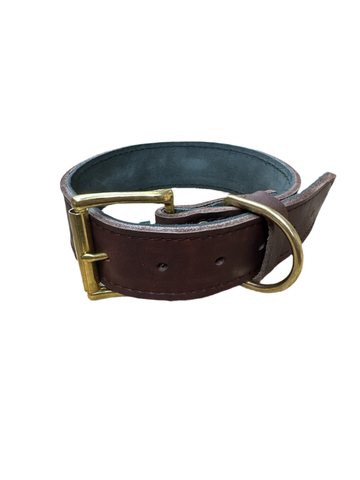 Brown Leather Collar Brass 4.5cm Wide
