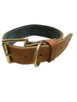 Tan Leather Collar Brass 4.5cm Wide