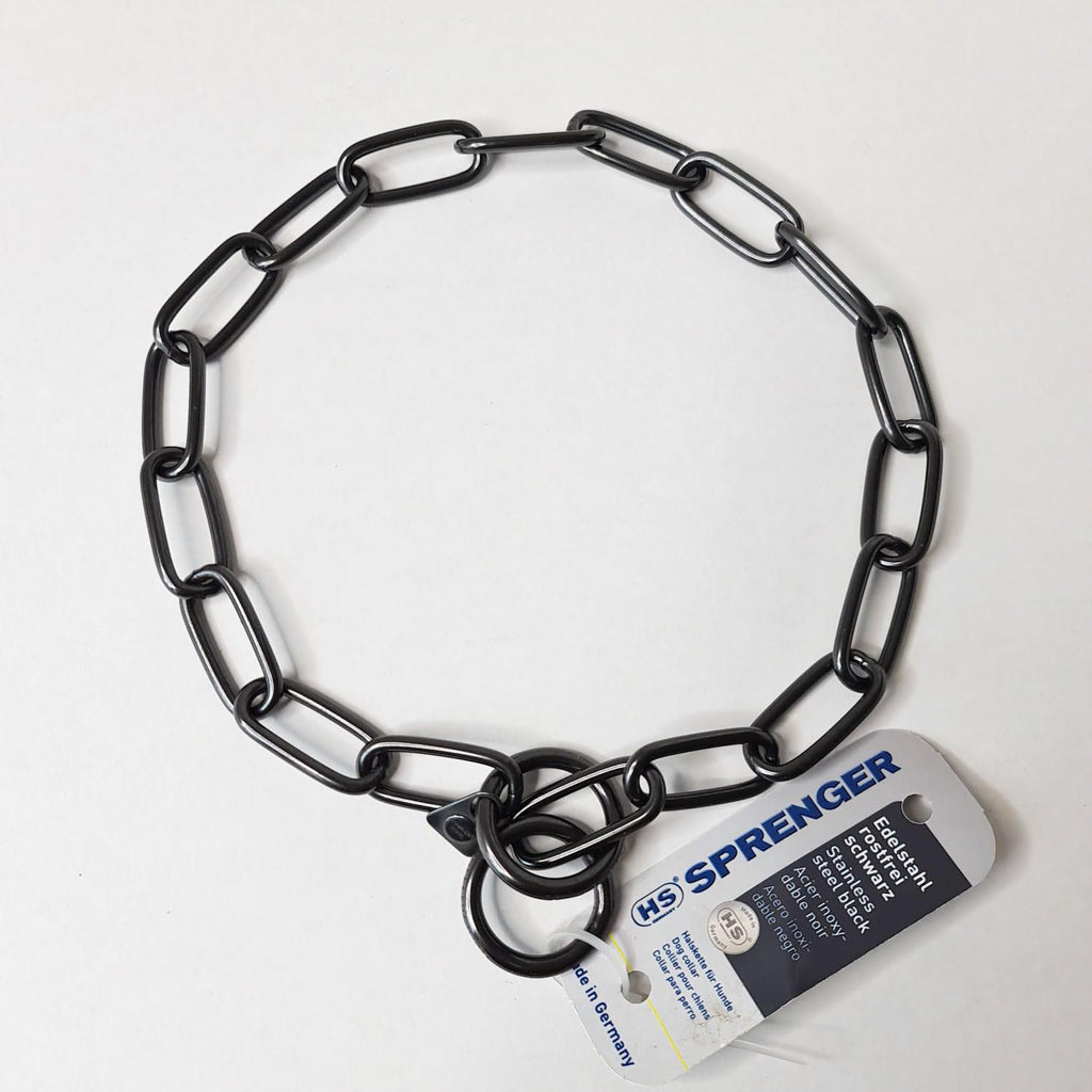 Herm Sprenger Fur Saver Long Link Chain 4mm Black – K9 Factory UK